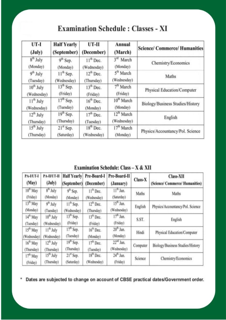 Academic Calendar DPS Kashipur